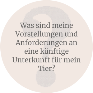 Was sind meine Vorstellungen und Anforderungen an eine künftige Unterkunft für mein Tier?